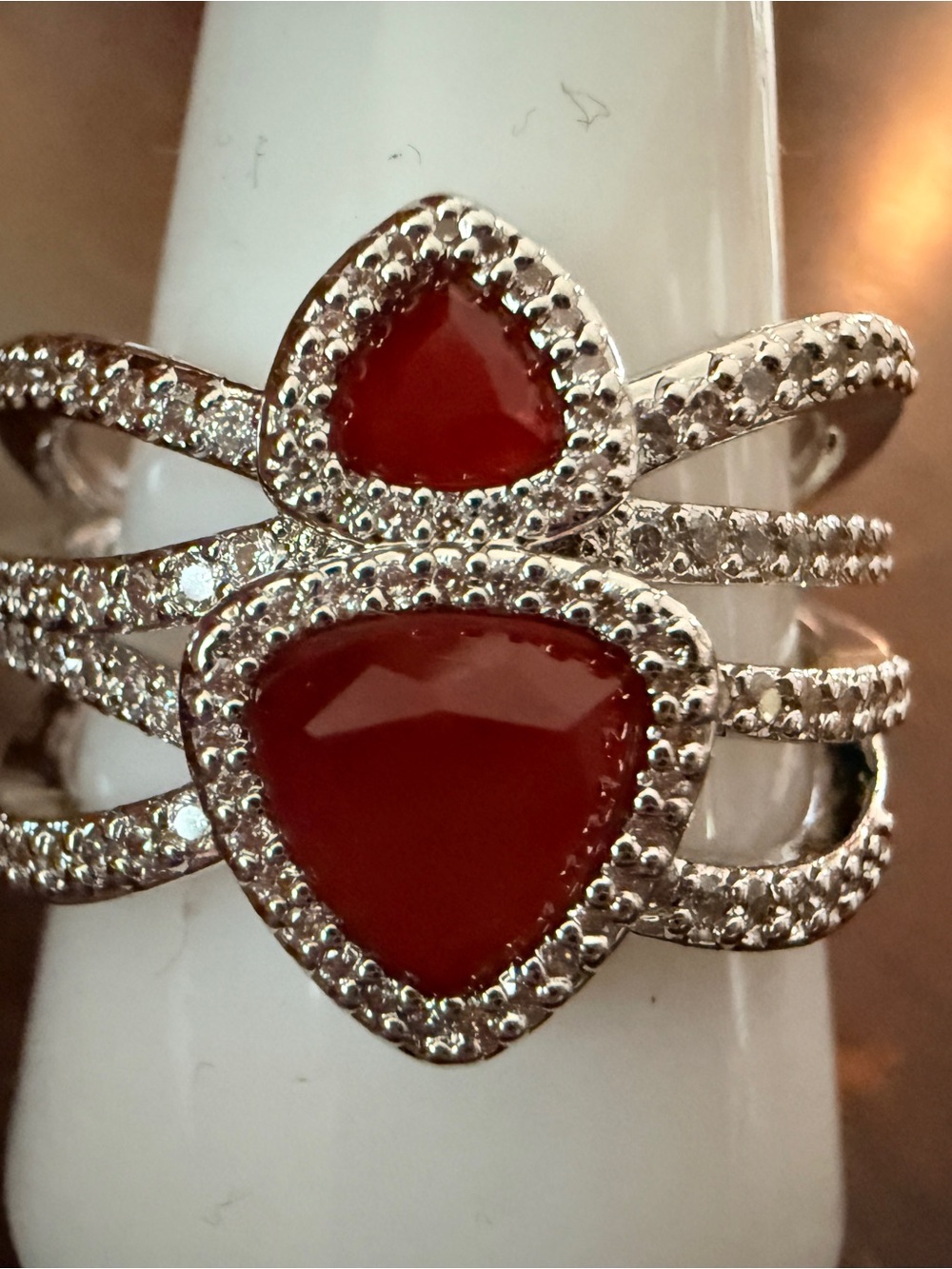 Bomb Party “Dazzled Ip” lab created Ruby fused w/ genuine Quartz. Rhodium NWT